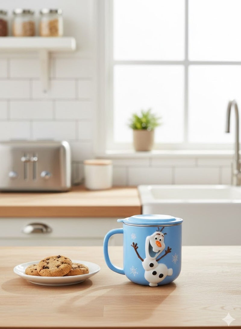 Disney Kids Stainless Steel Drinking Mug with Lid – Cartoon Design | Double Wall Insulated Cup for Hot & Cold Drinks | Leak-Resistant, Safe & Durable Children Mug (Olaf) - Image 4
